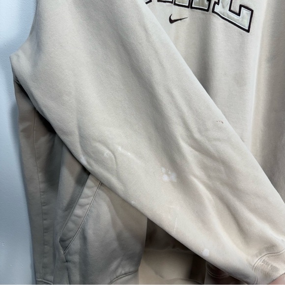 Vintage Nike Beige Center Swoosh Hoodie - Picture 6 of 12